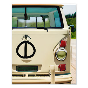 Bloemen Retro Hippie Van  Kunst Foto Afdruk