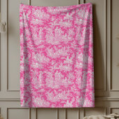 Bloemen Retro Hot Pink Toile de Jouy Fleece Deken