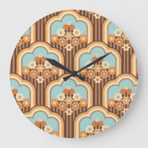 Bloemen Retro: jaren 70 Wallpaper Revival Grote Klok