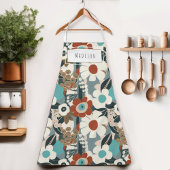 Bloemen Retro Mid-Century Modern Naam Schort