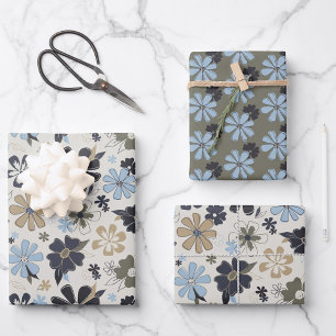 Bloemen Retro Patroon Gift Inpakpapier Vel