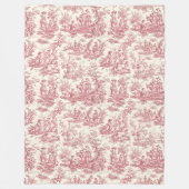  bloemen retro rood toile de jouy fle fleece deken (Voorkant)