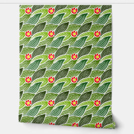 Bloemen Retro Schattige Daisy Groen Vrolijk Groovy Behang