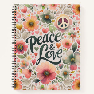  Bloemen Retro Vrede & Liefde Notitieboek