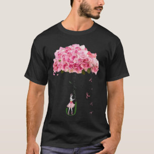 Bloemen Ribbon Borstkanker Awareness Fighter WOM T-shirt