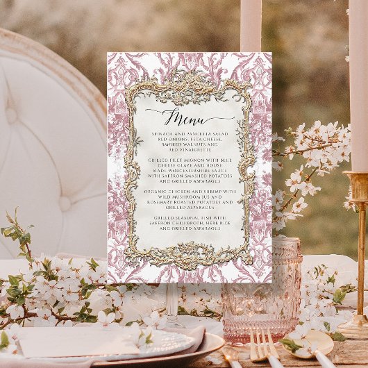 Bloemen  Rococo Barok Roze Wit Goud Menu