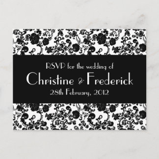 Bloemen Rococo bruiloft, RSVP briefkaart