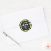 Bloemen Rode bessen groen krans vrolijk kerstfeest Ronde Sticker (Envelop)