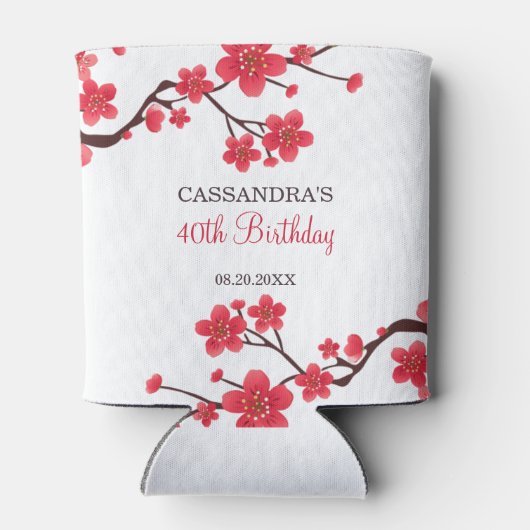 Bloemen Rode Kersenbloesem Sakura Verjaardag Blikjeskoeler (Achterkant)