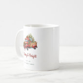  Bloemen Rode Kerstwagen Vakantiegift Koffiemok (Voorkant links)