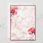 Bloemen Rode Marmeren Script Overlay bruiloft uitn Kaart (Achterkant)