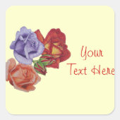 bloemen rode rozen en rozen bloemperken vierkante sticker (Voorkant)