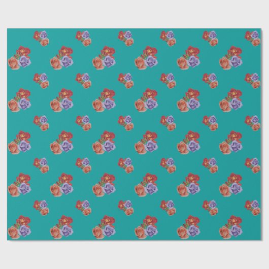 bloemen rode rozen en rozen buisjes bloem cadeaupapier (Vlak)