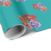 bloemen rode rozen en rozen buisjes bloem cadeaupapier (Rol Hoek)