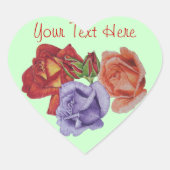 bloemen rode rozen en rozen buisjes bloem hart sticker (Voorkant)