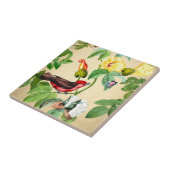 Bloemen Rode Vogel Backsplash Tegeltje (Zijkant)