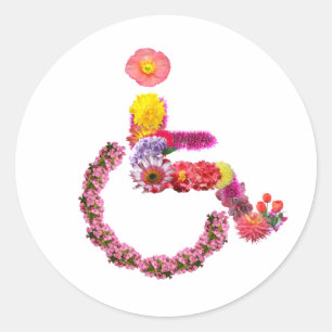 Bloemen Rolstoel Ronde Sticker