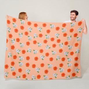 Bloemen Romance (perzik achtergrond) Fleece Deken