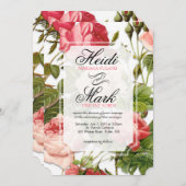  Bloemen Romance Roze Rozen bruiloft Kaart (Voorkant / Achterkant)