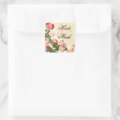  Bloemen Romance Roze Rozen | ivoor Vierkante Sticker (Tas)