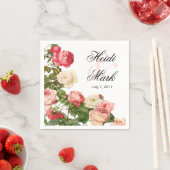  Bloemen Romance Roze Rozen | wit Servet (Insitu)