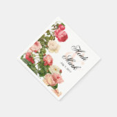  Bloemen Romance Roze Rozen | wit Servet (Hoek)