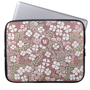 Bloemen Romantisch Blush Rozen Witte bloemen Laptop Sleeve