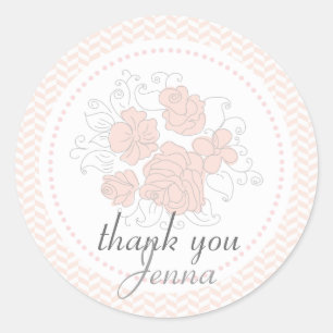 Bloemen Romantisch Roze Dank u Label
