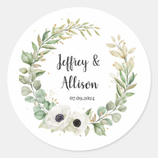 Bloemen ronde Stickers voor bruiloft