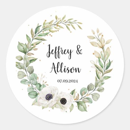 Bloemen ronde Stickers voor bruiloft (Voorkant)