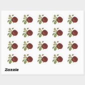 Bloemen  rood Bourgogne Roos - Bruiloft Ronde Sticker (Vel)