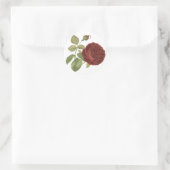 Bloemen  rood Bourgogne Roos - Bruiloft Ronde Sticker (Tas)