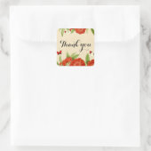 Bloemen  rood dank u sticker. vierkante sticker (Tas)