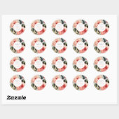 Bloemen rood en roze bloemen klassieke bruiloft ronde sticker (Vel)