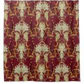 Bloemen rood-goud, luxueus  patroon. douchegordijn (Voorkant)