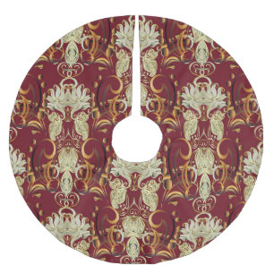 Bloemen rood-goud, luxueus patroon. kerstboom rok