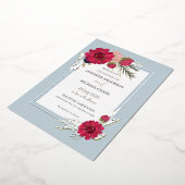 Bloemen rood groen bruids bruiloft folie uitnodiging (Gedraaid)