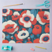 Bloemen Rood, Wit, Blauwe Poppies Decoupage Tissuepapier (Craft)