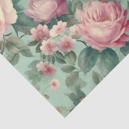  Bloemen Roos Aqua Decoupage Tissuepapier (Detail)