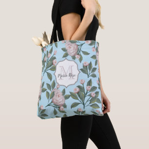 Bloemen Roos Elegant Flower Garden Monogram Draagtas