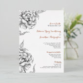Bloemen Roos Goud Bruiloft Folie Uitnodiging (Staand Voorkant)