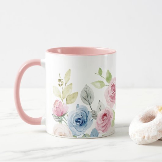 Bloemen Roos Mok (Met donut)