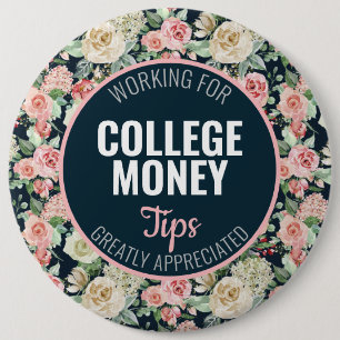 Bloemen Roos   Tips gewaardeerd   Studiegeld Ronde Button 6,0 Cm