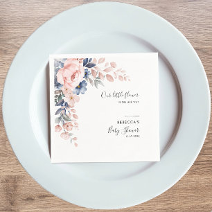 Bloemen Roze Blauw Bloemen Waterverf Baby shower Servet