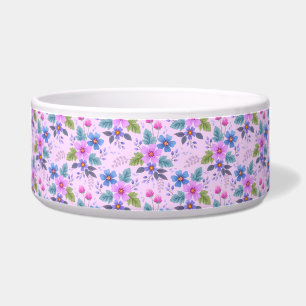 Bloemen roze blauw violet bloemen patroon voerbakje