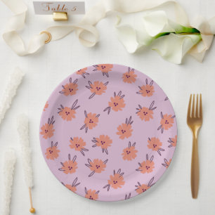 Bloemen Roze Bloemen Herhalend Patroon Schattige G Papieren Bordje