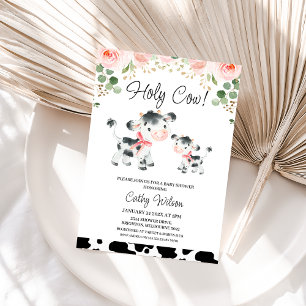 Bloemen Roze Bogen Heilige Koe Baby shower Kaart