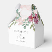 Bloemen Roze & Bourgondische Waterverf bruiloft Bedankdoosjes (Voorkant Zijde)
