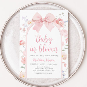Bloemen Roze Bow Baby in Bloom Baby shower Kaart