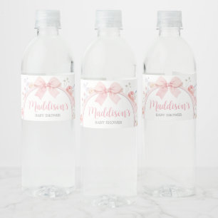 Bloemen Roze Bow Baby in Bloom Baby shower Waterfles Etiket